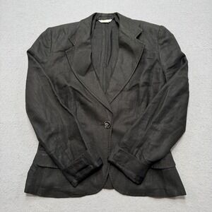 Max Mara Blazer Women's Small Black Linen Rayon Lightweight Office Made In Italy